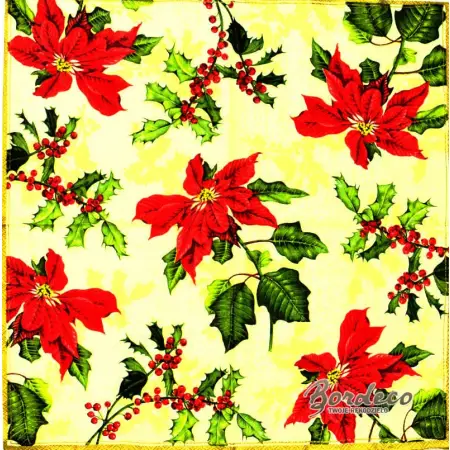 Serwetka do decoupage poinsecja i ostrokrzew 33x33 IHR Unikat