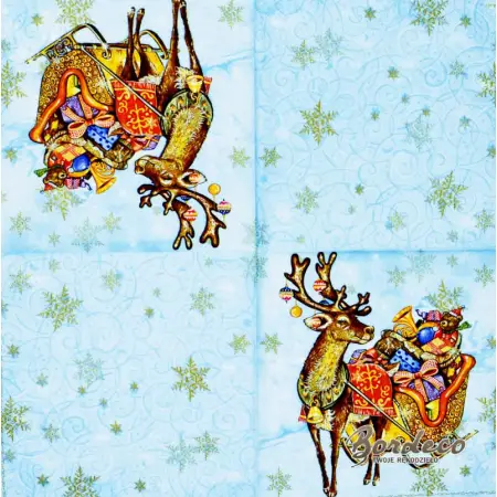 Serwetka do decoupage renifer z saniami 33x33 IHR Unikat