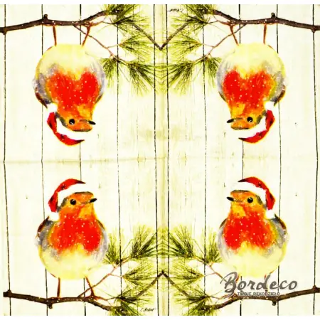 Serwetka do decoupage rudzik w czapce 33x33 IHR Unikat