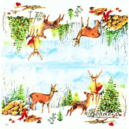 Serwetka do decoupage sarenki i choinka 25x25 IHR Unikat