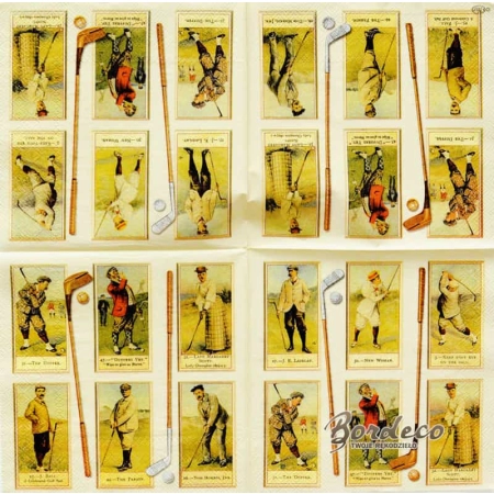 Serwetka do decoupage golf, słynni golfiści retro 33x33 IHR Unikat