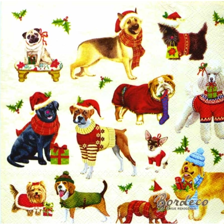 Serwetka do decoupage pieski w ubrankach 33x33 IHR