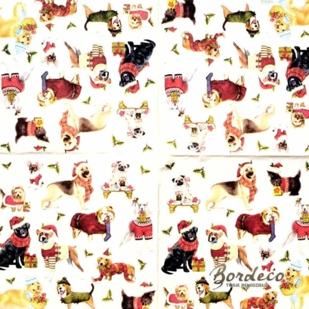 Serwetka do decoupage pieski w ubrankach 33x33 IHR