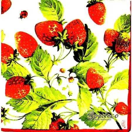 Serwetka do decoupage truskawki, motylek  33x33 IHR UnikatSerwetka do decoupage truskawki, motylek  33x33 IHR UnikatSerw