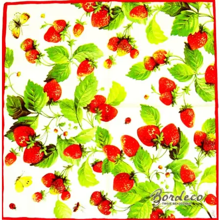 Serwetka do decoupage truskawki, motylek  33x33 IHR Unikat