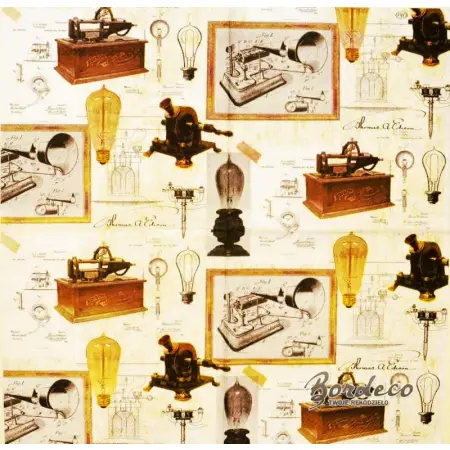 Serwetka do decoupage wynalazki Edison 33x33 IHR Unikat