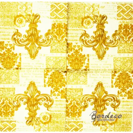 Serwetka do decoupage złoty ornament 33x33 IHR Unikat