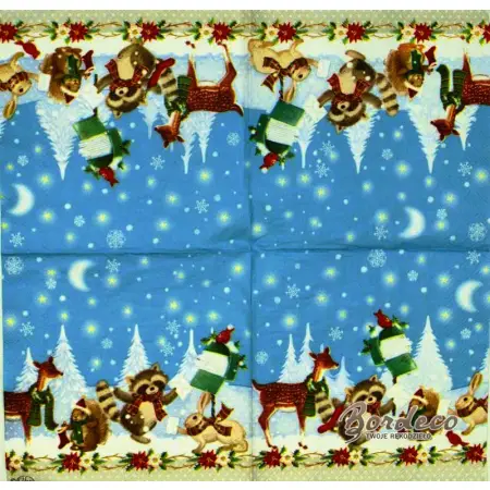 Serwetka do decoupage zwierzęta w szalikach 25x25 IHR Unikat