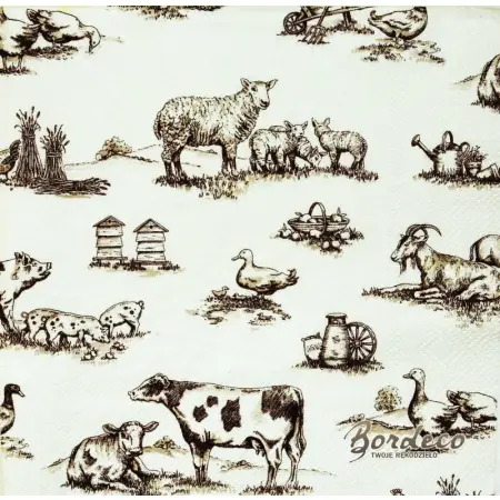 Serwetka do decoupage zwierzęta gospodarskie 33x33 IHR Unikat