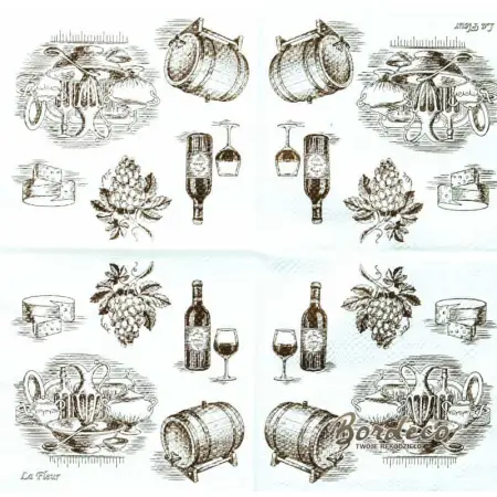 Serwetka do decoupage jedzenie i picie 33x33 LA FLEUR Unikat