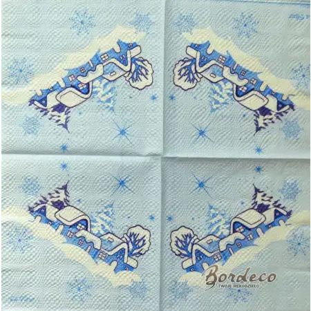 Serwetka do decoupage zimowy widoczek, domki 33x33 LA FLEUR Unikat