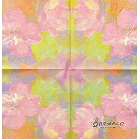 Serwetka do decoupage  pastelowe kwiaty 33x33 LUXY