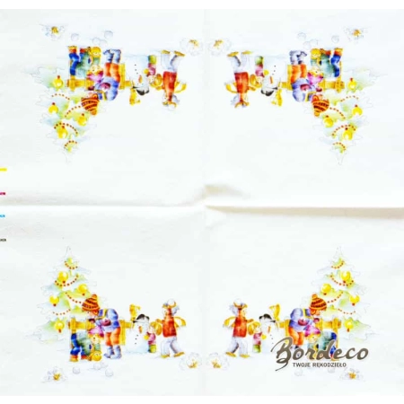 Serwetka do decoupage  zabawa dzieci śnieżkami 33x33 LUXY
