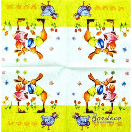 Serwetka do decoupage zakochane zajączki 33x33 LUXY