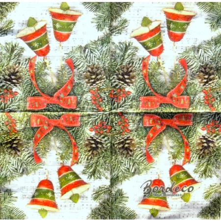 Serwetka do decoupage dwa świąteczne dzwonki 33x33 MAKI