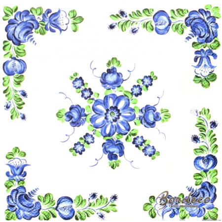 Serwetka do decoupage Włocławek niebiesko-zielone kwiaty 33x33 MAKI