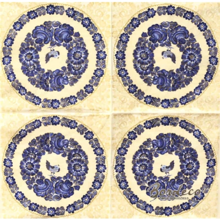 Serwetka do decoupage Włocławek niebieskie wianki 33x33 MAKI