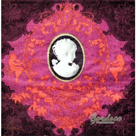 Serwetka do decoupage alabastrowa kamea, medalion 33x33 MAKI Unikat