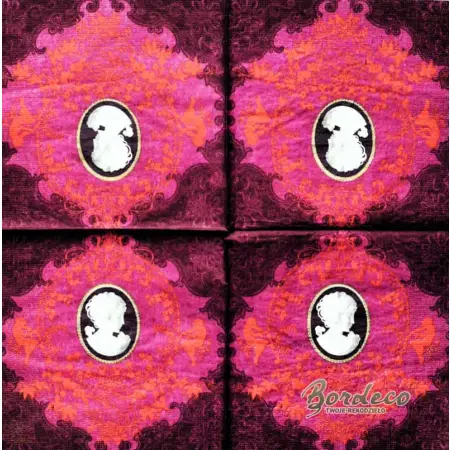 Serwetka do decoupage alabastrowa kamea, medalion 33x33 MAKI Unikat