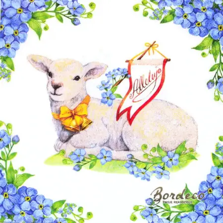 Serwetka do decoupage baranek w niezapominajkach 33x33 MAKI