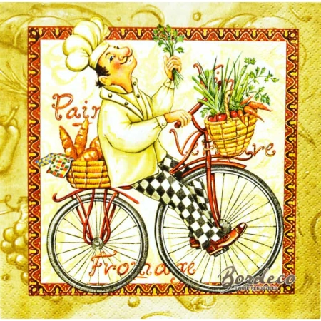 Serwetka do decoupage kucharz ma rowerze 33x33 MAKI Unikat