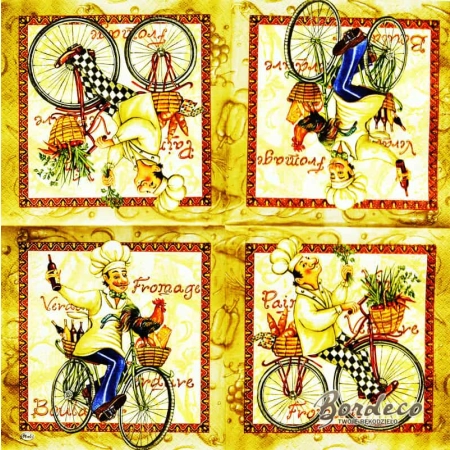 Serwetka do decoupage kucharz ma rowerze 33x33 MAKI Unikat