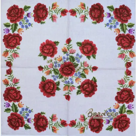 Serwetka do decoupage róże haftowane, szare tło 33x33 MAKI