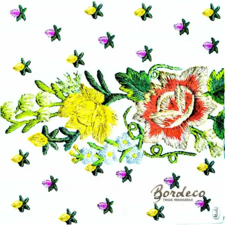 Serwetka do decoupage haftowane w ludowym stylu kwiaty 33x33 MAKI Unikat
