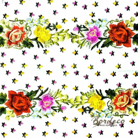 Serwetka do decoupage haftowane w ludowym stylu kwiaty 33x33 MAKI Unikat