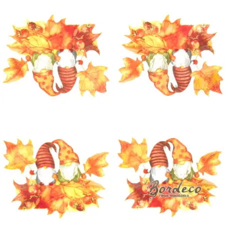 Serwetka do decoupage jesienne skrzaty 25x25 MAKI