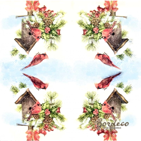 Serwetka do decoupage karmik z karmazynami 33x33 MAKI
