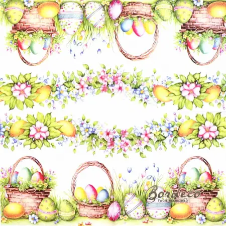Serwetka do decoupage koszyk z pisankami 33x33 MAKI