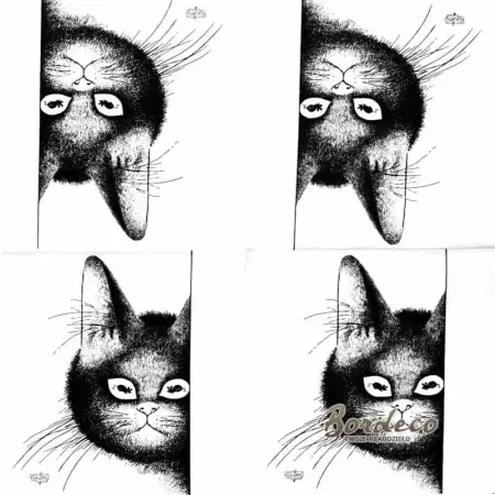 Serwetka do decoupage rysunek kota z myszkami w oczach 33x33 MAKI Unikat