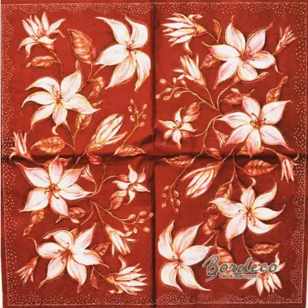 Serwetka do decoupage lilie w kolorze bordowo-brązowym 33x33 MAKI Unikat
