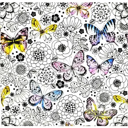 Serwetka do decoupage motylki i rysunki kwiatków 33x33 MAKI Unikat
