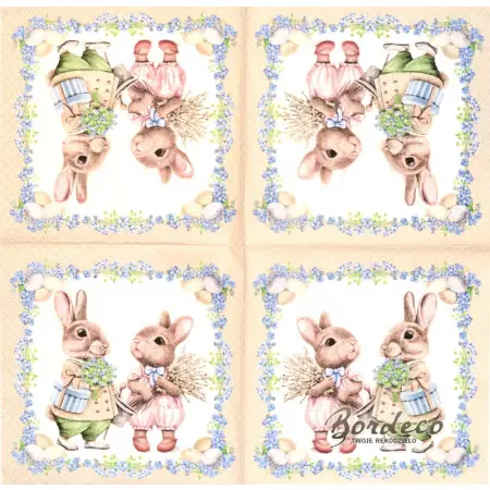Serwetka do decoupage eleganckie zajączki 33x33 MAKI