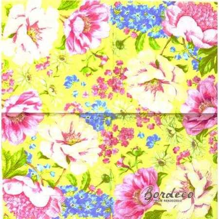 Serwetka do decoupage pastelowe kwiaty ogrodowe lata 33x33 MAKI Unikat