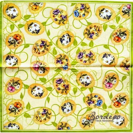Serwetka do decoupage pisanki ozdobione kwiatami 33x33 MAKI