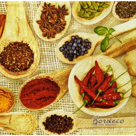 Serwetka do decoupage przyprawy na drewnianych łyżkach 33x33 MAKI Unikat