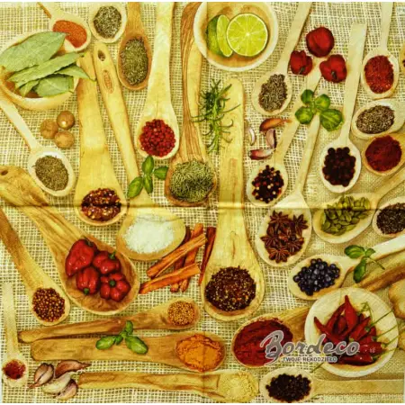 Serwetka do decoupage przyprawy na drewnianych łyżkach 33x33 MAKI Unikat