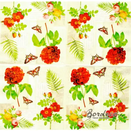 Serwetka do decoupage róże vintage 33x33 MAKI Unikat