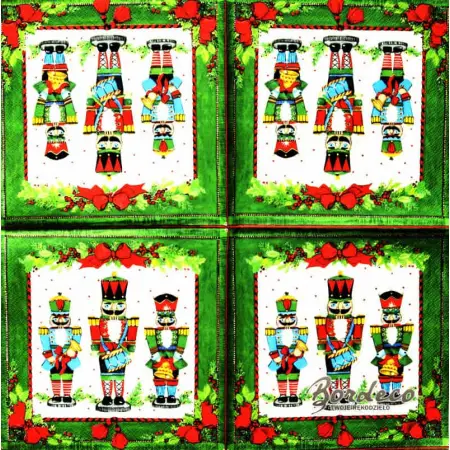 Serwetka do decoupage świąteczne drewniane żołnierzyki 33x33 MAKI Unikat