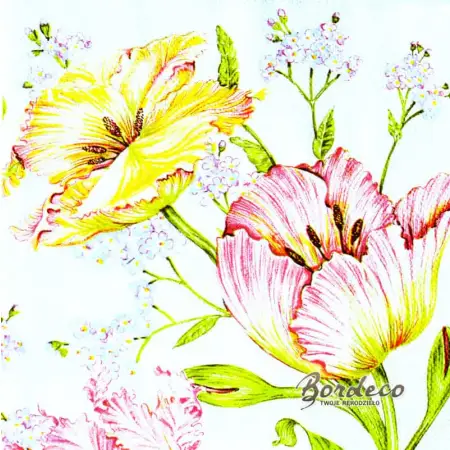 Serwetka do decoupage malowane tulipany papuzie 33x33 MAKI Unikat