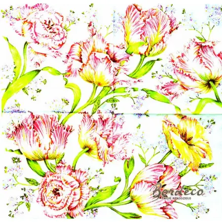 Serwetka do decoupage malowane tulipany papuzie 33x33 MAKI Unikat