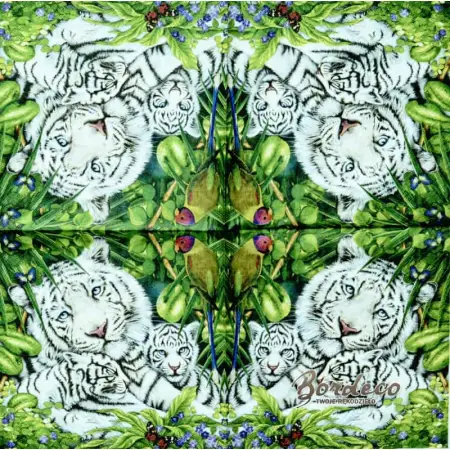 Serwetka do decoupage rodzina tygrysów  w dżungli 33x33 MAKI Unikat