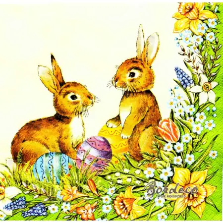 Serwetka do decoupage wielkanocne zajączki i pisanki 33x33 MAKI Unikat