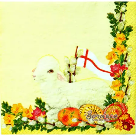 Serwetka do decoupage wielkanocny baranek w rogu 33x33 MAKI Unikat