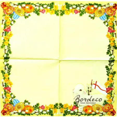 Serwetka do decoupage wielkanocny baranek w rogu 33x33 MAKI Unikat