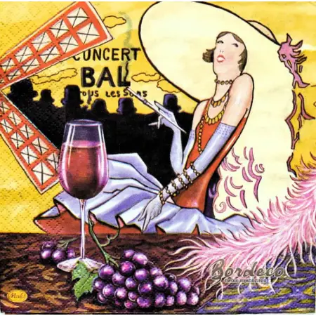 Serwetka do decoupage kabaret Moulin Rouge i wino 33x33 MAKI Unikat