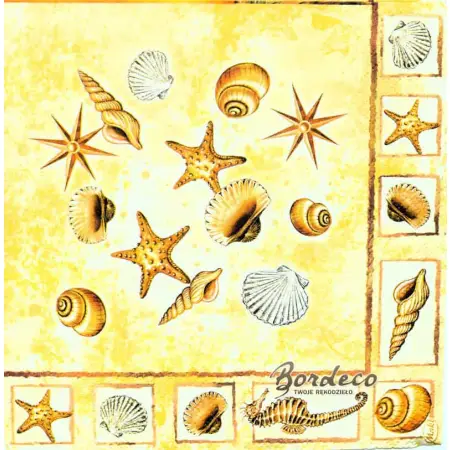 Serwetka do decoupage żaglowiec, latarnia morska i muszle 33x33 MAKI Unikat